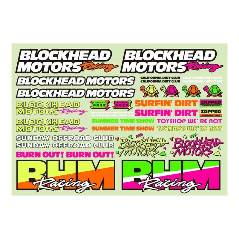 Blockhead Motors 90'S Fluorescent Decal Sheet 1