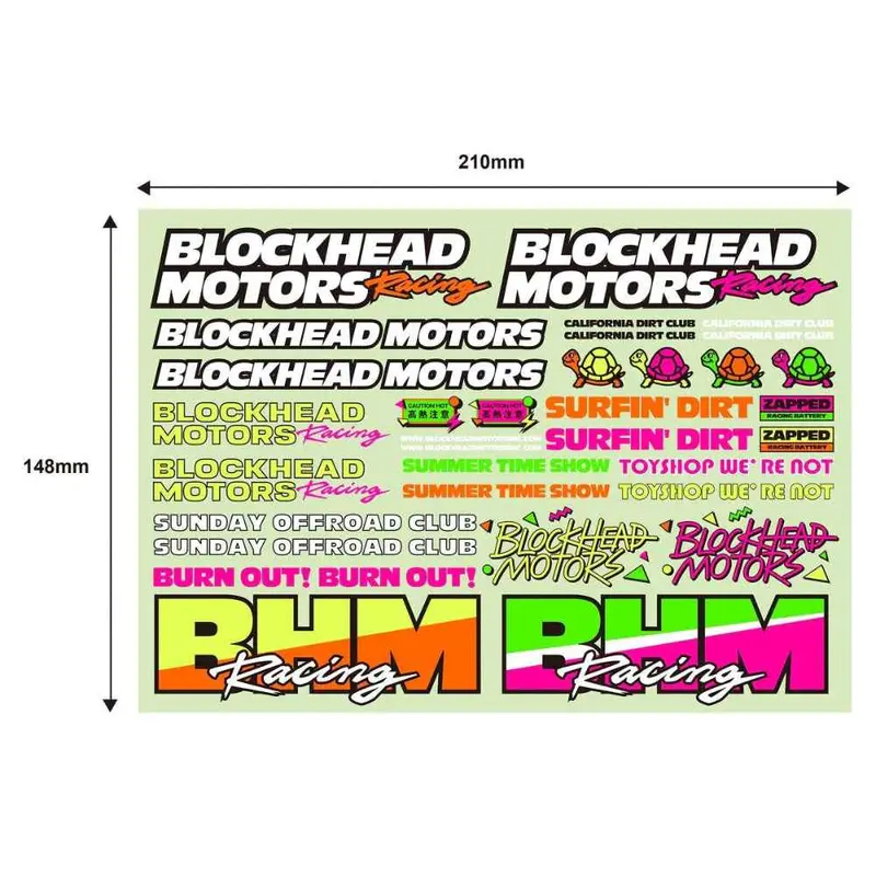 Blockhead Motors 90'S Fluorescent Decal Sheet 2