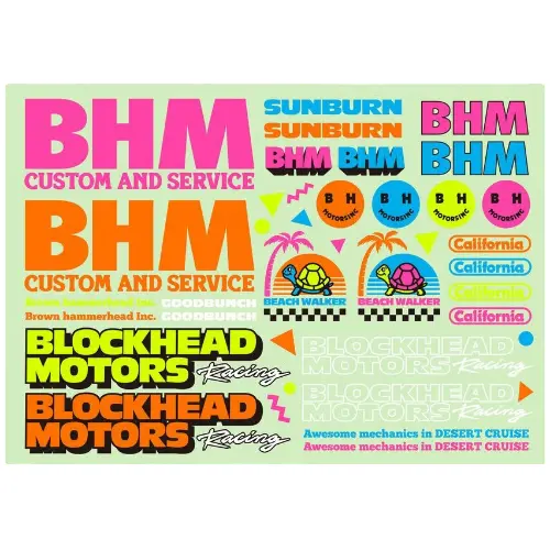 Blockhead Motors 90'S Fluorescent Decal Sheet B 1