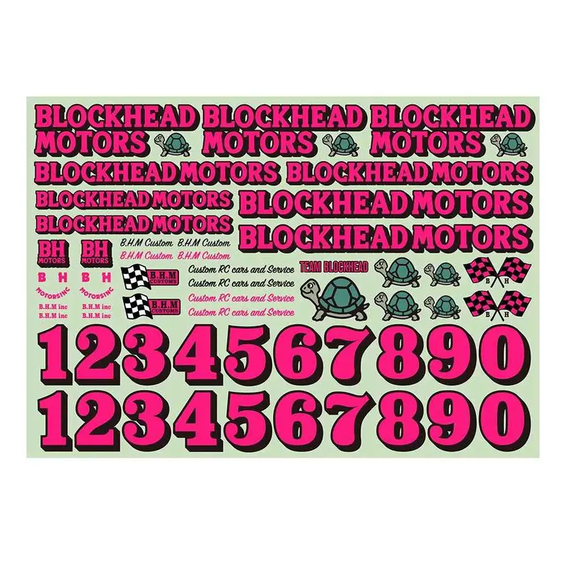 Blockhead Motors Blockhead Motors Original Decal Sheet Fluorescent Pink 1