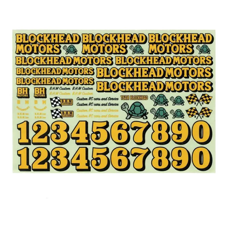 Blockhead Motors Blockhead Motors Original Decal Sheet Yellow 1