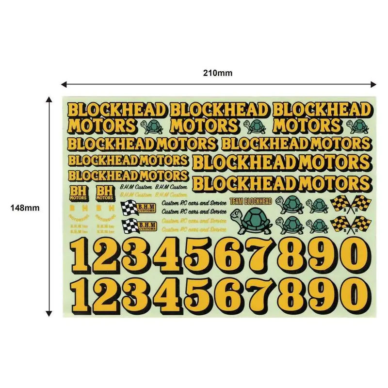 Blockhead Motors Blockhead Motors Original Decal Sheet Yellow 2