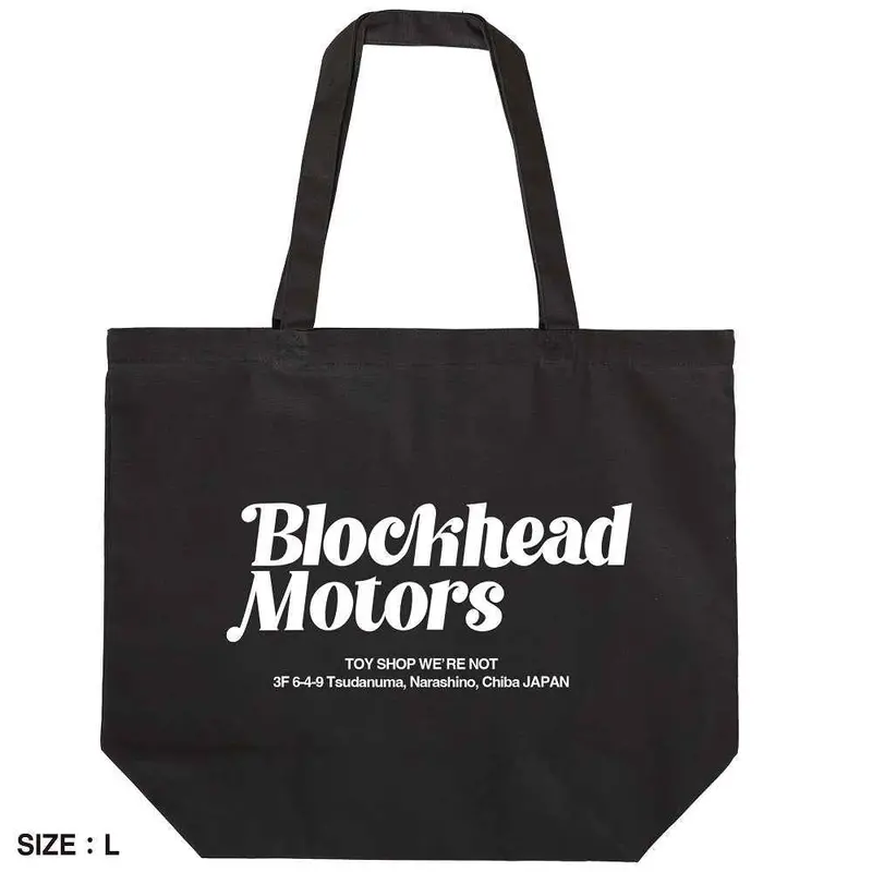 Blockhead Motors Script Logo Tote Bag Black L 1