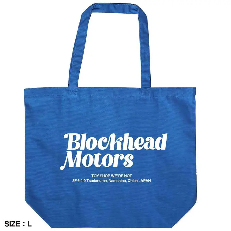 Blockhead Motors Script Logo Tote Bag Blue L 1