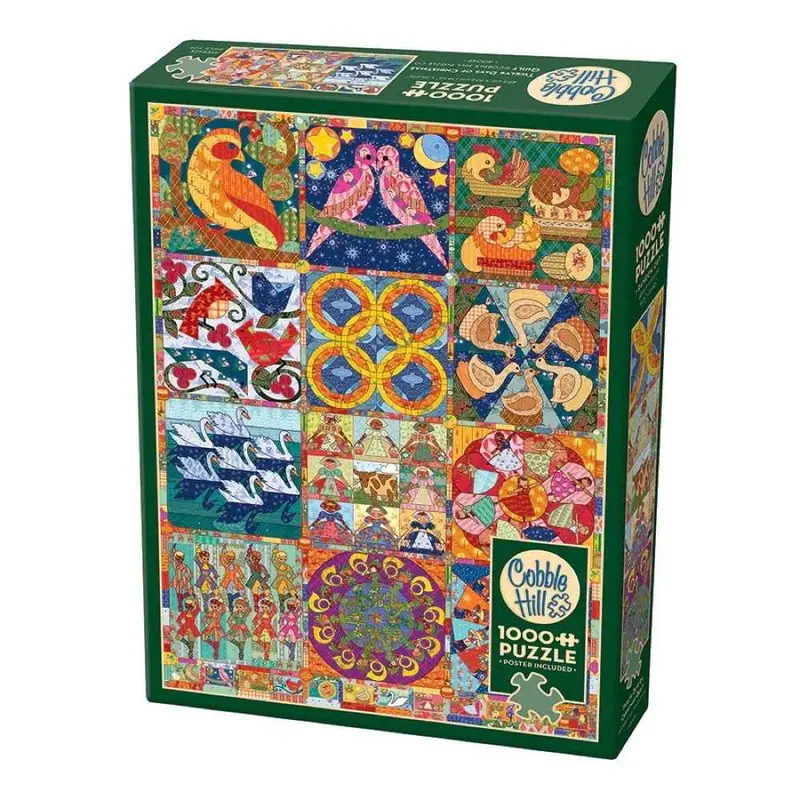 Cobble Hill 40049 Twelve Days Of Christmas Quilt 1000Pc Jigsaw Puzzle 1