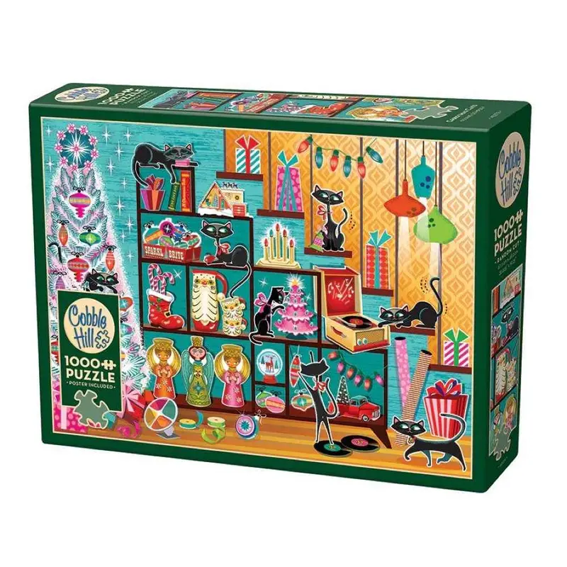 Cobble Hill 40272 Christmas Cats 1000Pc Jigsaw Puzzle 1
