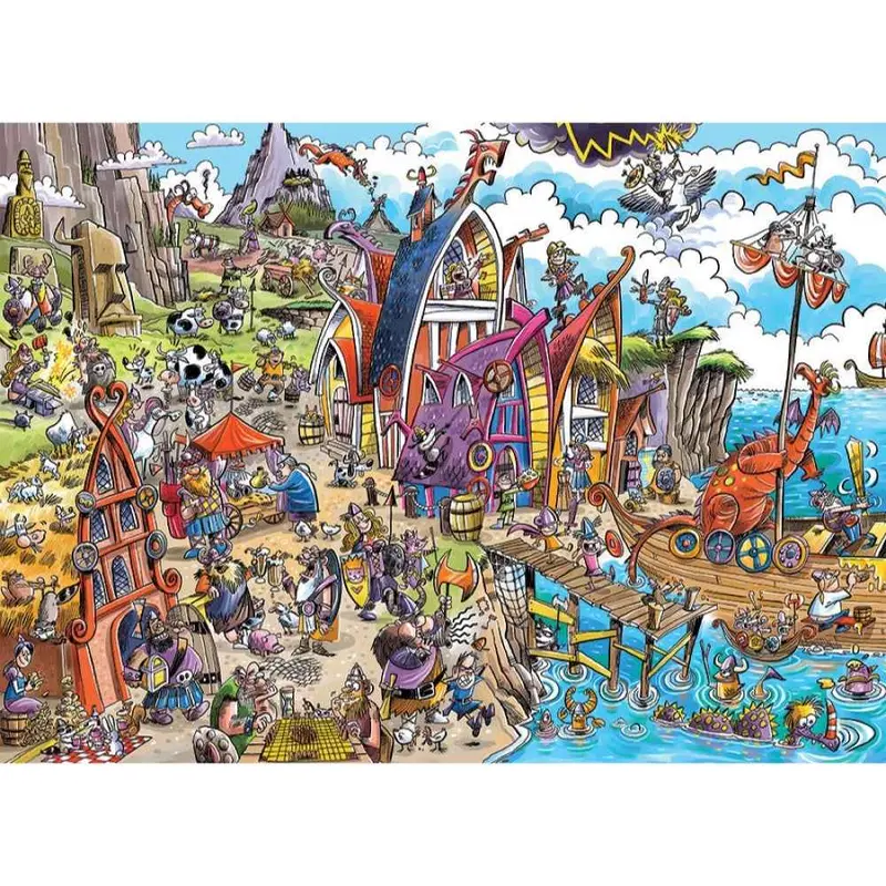Cobble Hill 44504 Doodletown Viking Village 1000Pc Jigsaw Puzzle 2