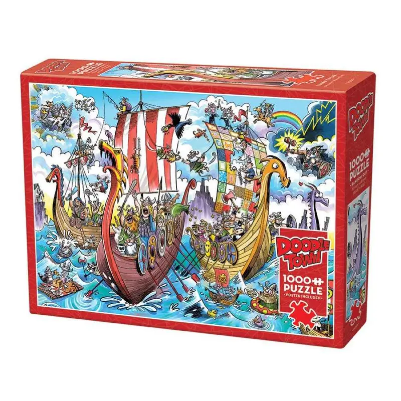 Cobble Hill 44505 Doodletown Viking Voyage 1000Pc Jigsaw Puzzle 1