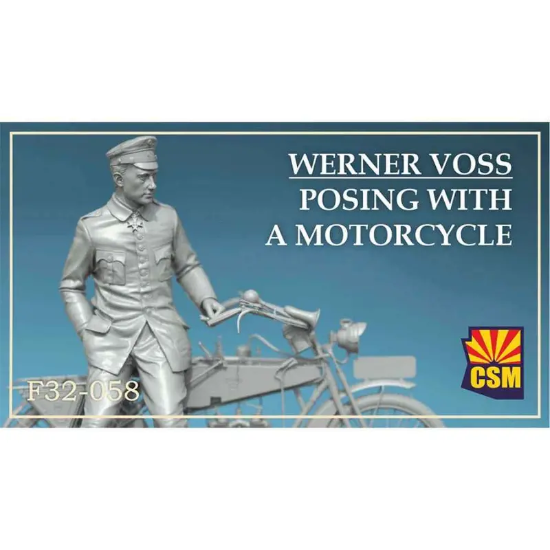 Copper State Models F32-058 1/32 Werner Voss Posing With A Motorcycle 1