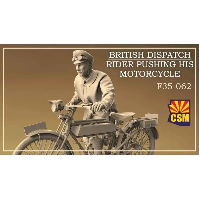 Copper State Models F35-062 1/35 British Dispatch Rider Pushing His Motorcycle 1