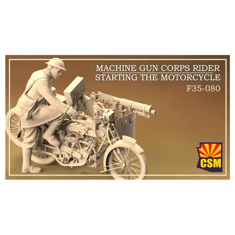 Copper State Models F35-080 1/35 Machine Gun Corps Rider Starting A Motorcycle 1