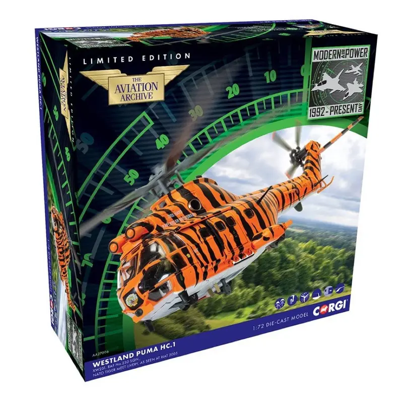 Corgi Aa27006 1/72 Westland Puma Hc-1 Nato Tiger Meet Livery Riat 2005 1