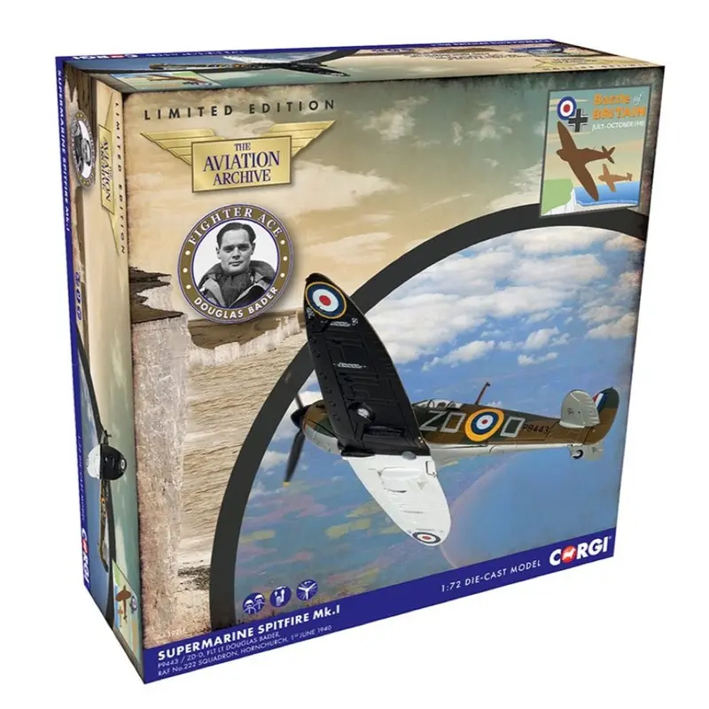 Corgi Aa39216 1/72 Supermarine Spitfire Mki Flt Lt Douglas Bader Battle Of Britain 1