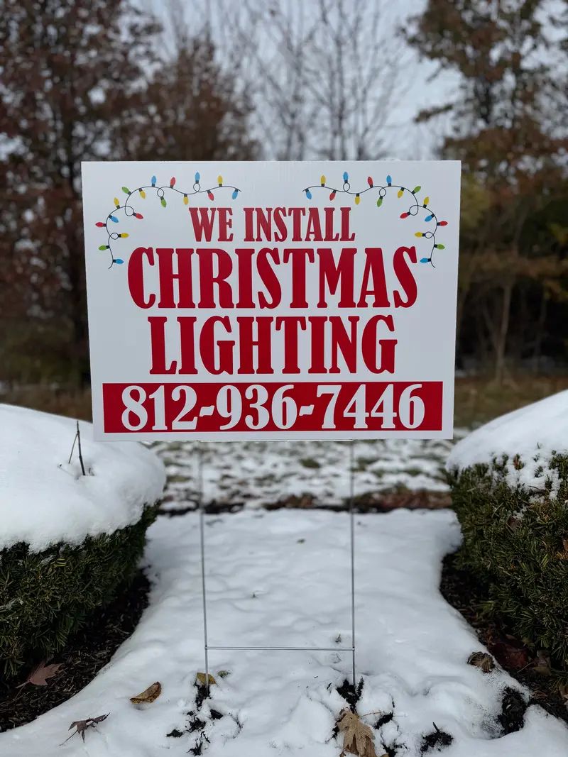 Custom 24X18 We Install Christmas Lights Yard Sign With H-Stake – Double Or Single-Sided Corrugated Sign 1