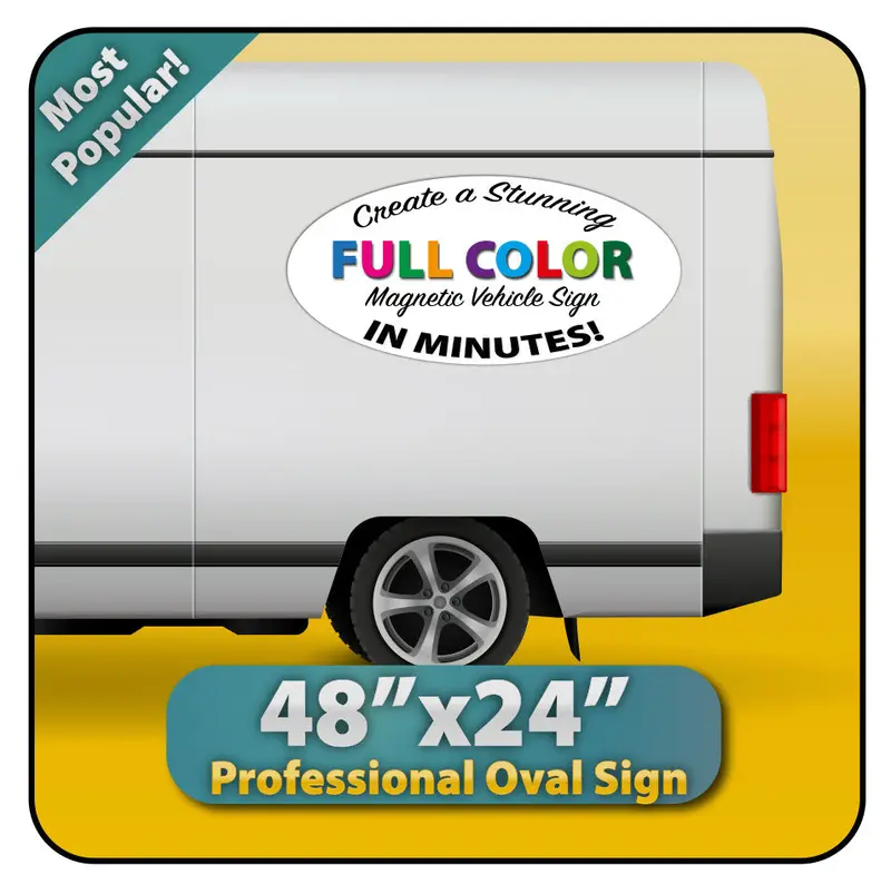 Custom Oval Magnetic Sign 48X24" Large 1