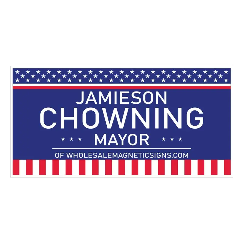 Custom Patriotic Campaign Car Magnet – 24X12" Red, White, And Blue Design 1