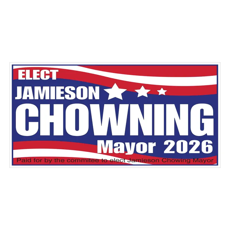 Custom Waving Flag Political Car Magnet – 24X12" Patriotic Red, White, And Blue Design 1