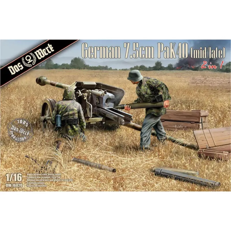 Das Werk 16020 1/16 German 7,5Cm Pak 40 (Mid/Late) 2In1 1