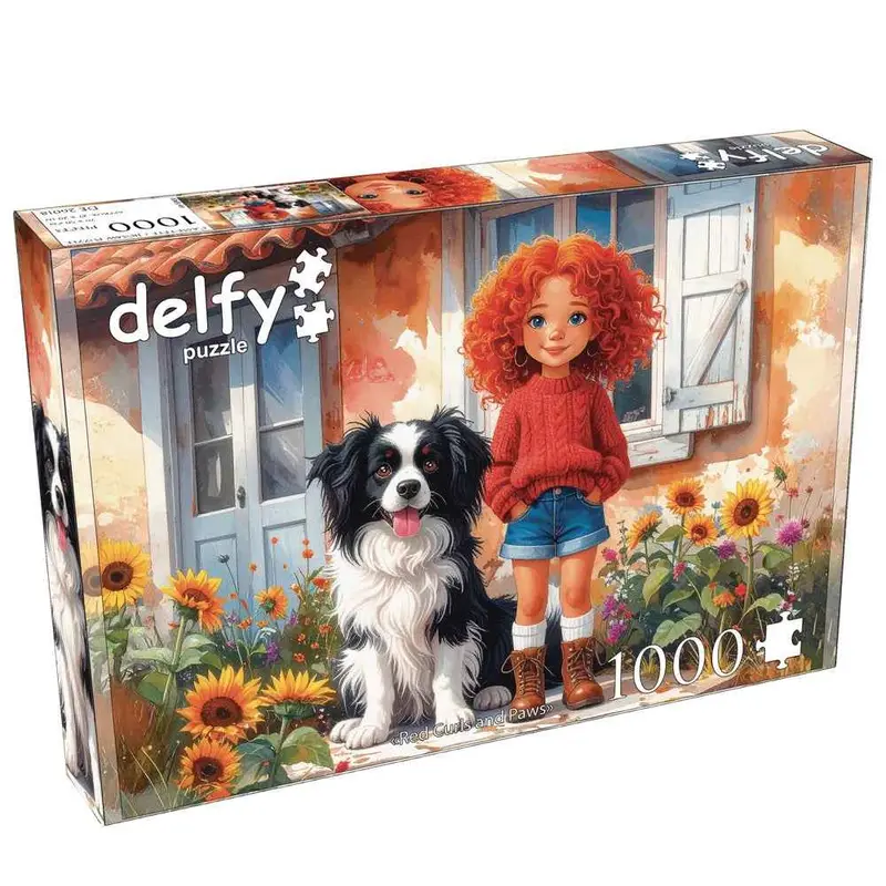 Delfy 26018 Red Curls And Paws 1000Pc Jigsaw Puzzle 1