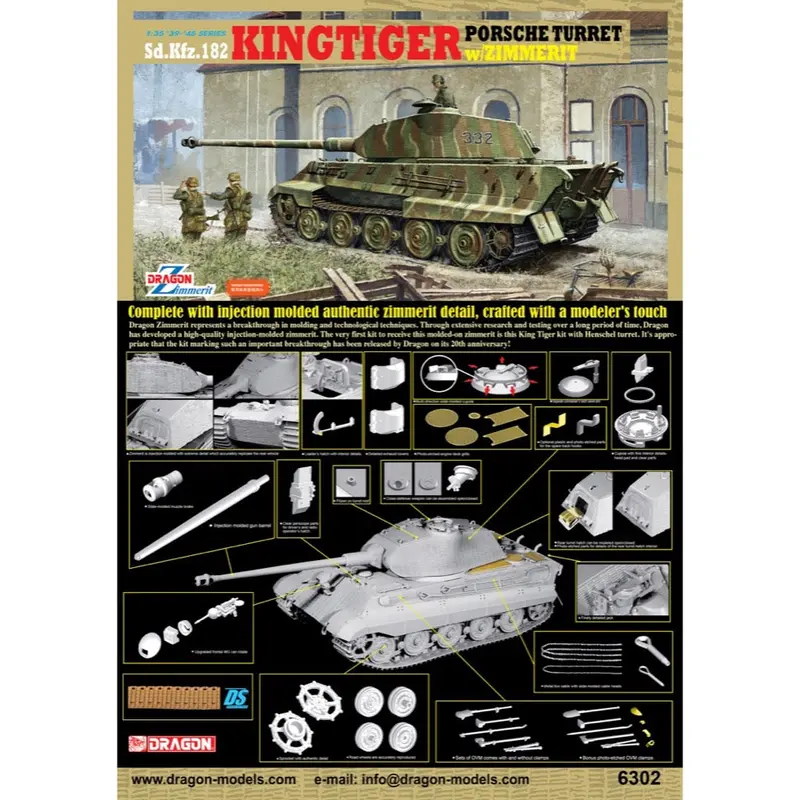 Dragon 6302 1/35 Kingtiger Porshe Turret W/Zimmeret 1