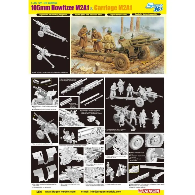 Dragon 6499 1/35 105Mm Howitzer M2a1 & Carraige M2a1 Smart Kit 1
