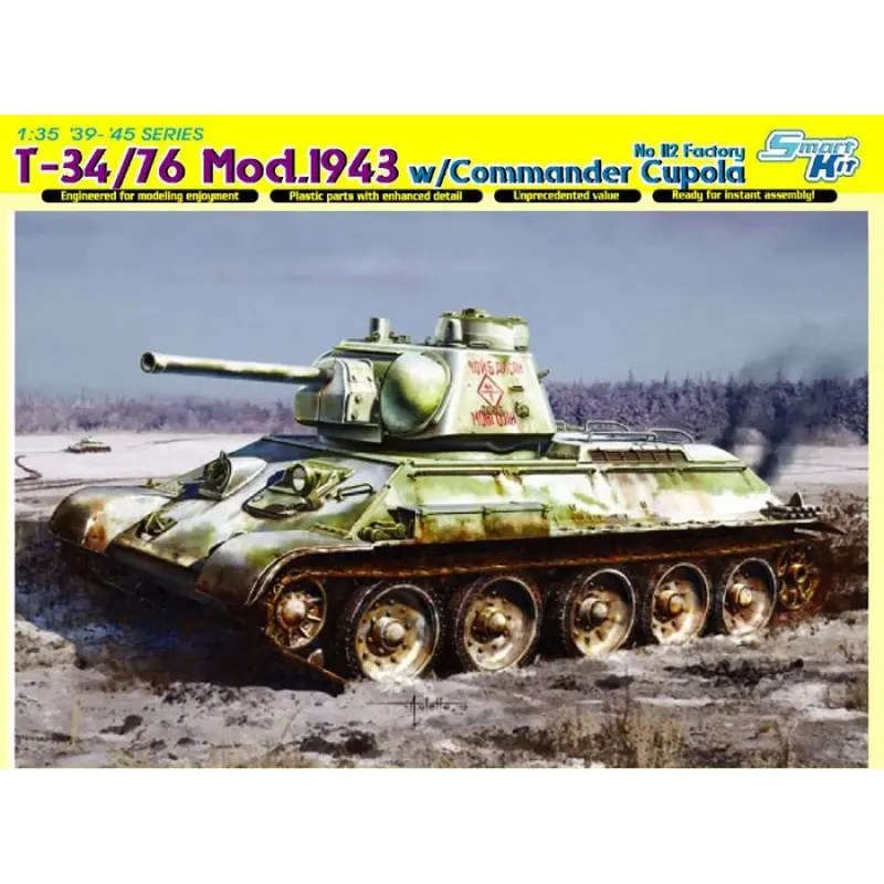 Dragon 6584 1/35 T-34/76 Mod. 1943 W/Commander Cupola No. 112 Factory 1