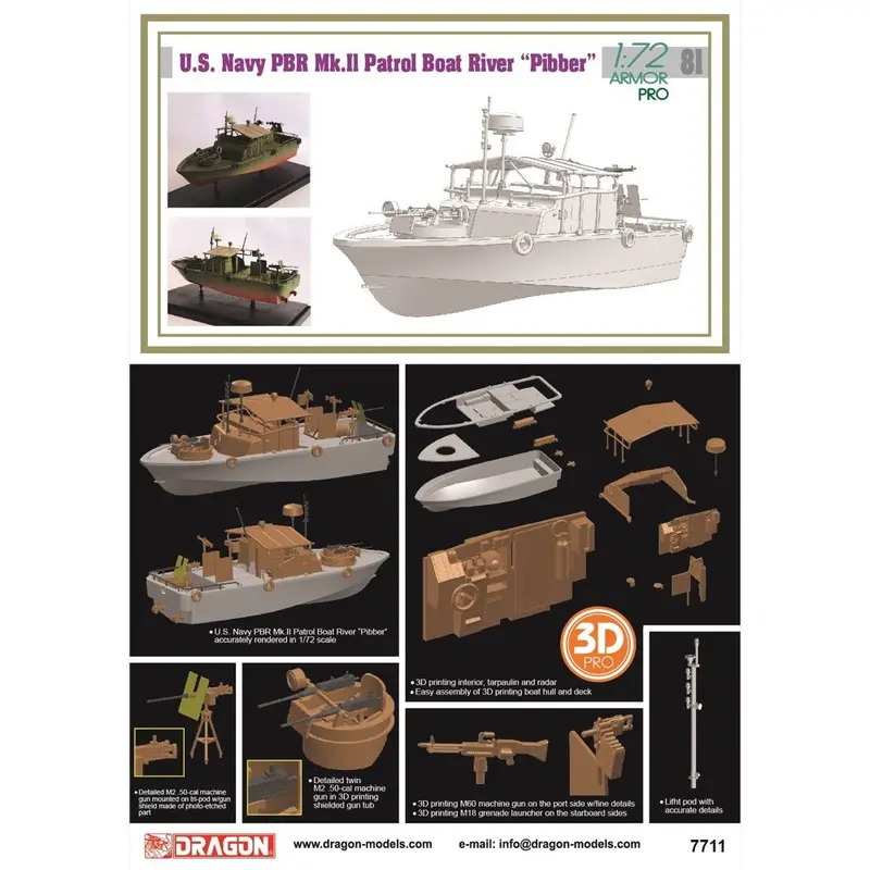 Dragon 7711 1/72 Us Navy Pbr Mk Ii Patrol Boat River ‘Pibber 1