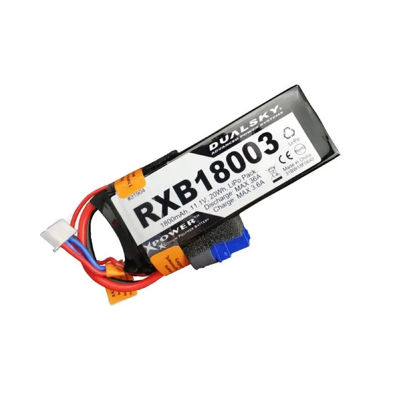Dualsky Dsb31904 1800Mah 3S 11.1V 20C Lipo Receiver Battery With Jr And Xt60 Connector 1