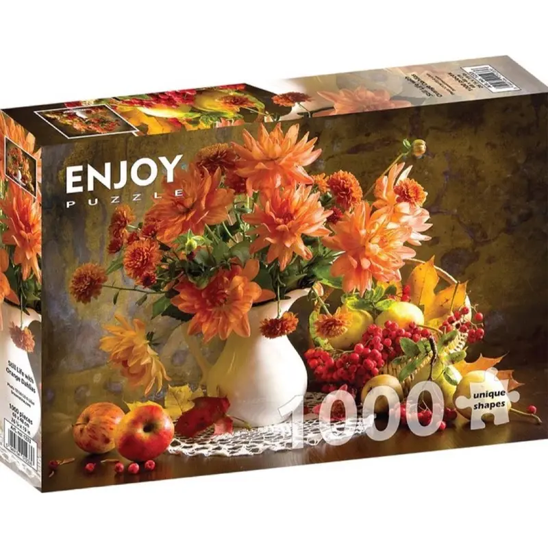 Enjoy 1233 Still Life With Orange Dahlias 1000Pc Jigsaw Puzzle 1