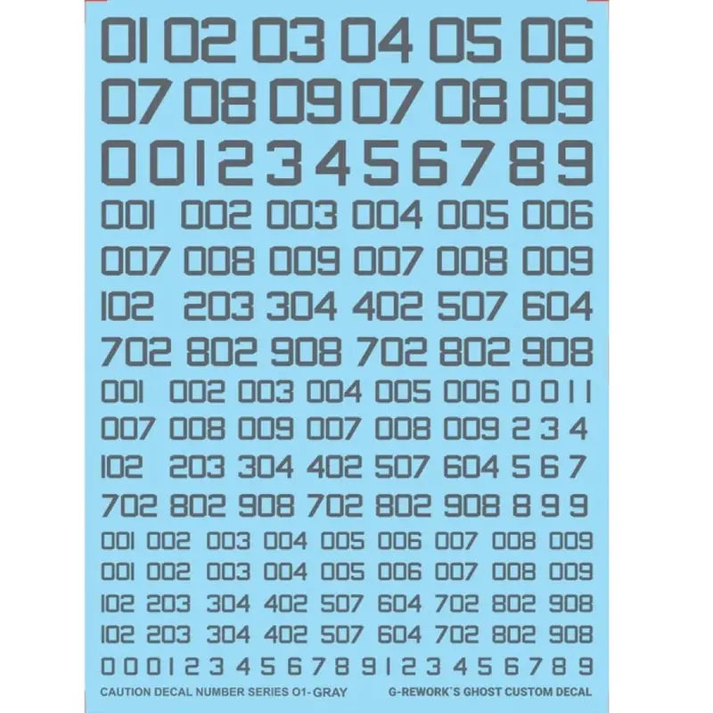 G-Rework Cau-N-01-G Premium Decal For Caution Number Series 01-Gray 1