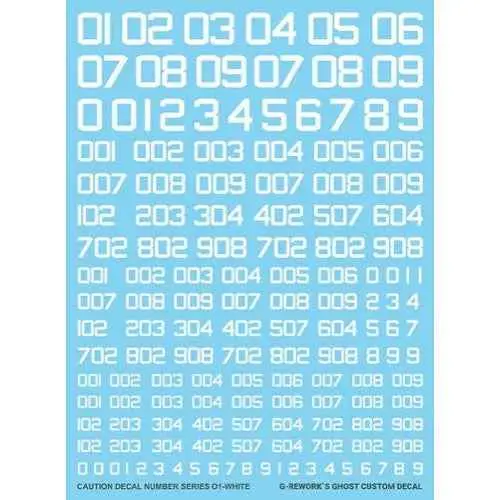 G-Rework Cau-N-01-W Premium Decal For Caution Number Series 01-White 1