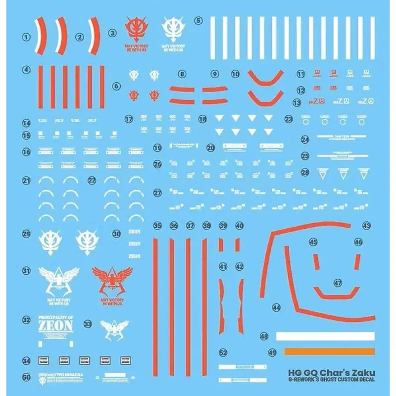 G-Rework Cd-H-Gq10 Premium Decal For Hg Char's Zaku [Gqx] 1