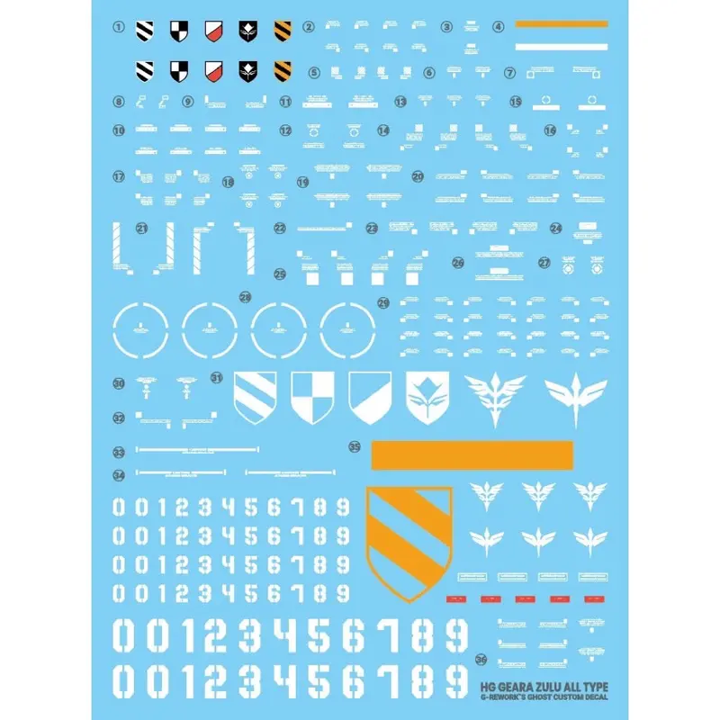 G-Rework Cd-H102 Premium Decal For Hg Geara Zulu 1