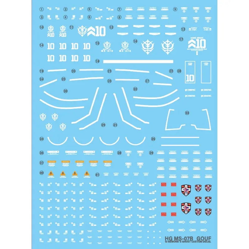 G-Rework Cd-H196 Premium Decal For Hg Ms-07B Gouf 1