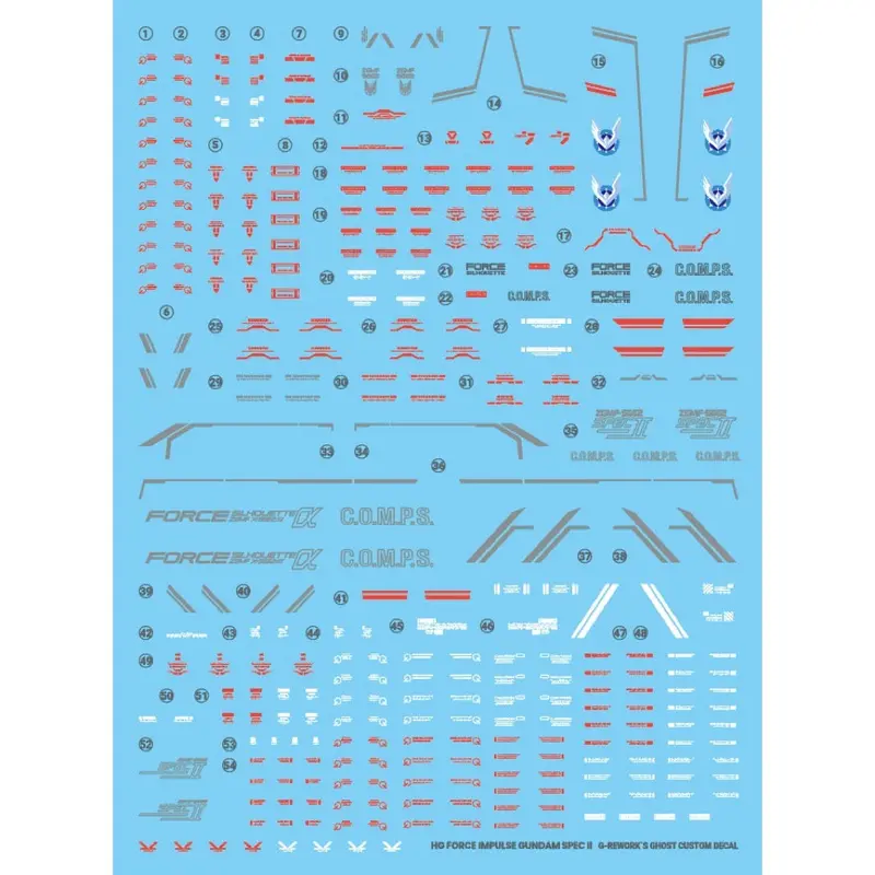 G-Rework Cd-H198 Premium Decal For Hg Seed Force Impulse Gundam 1