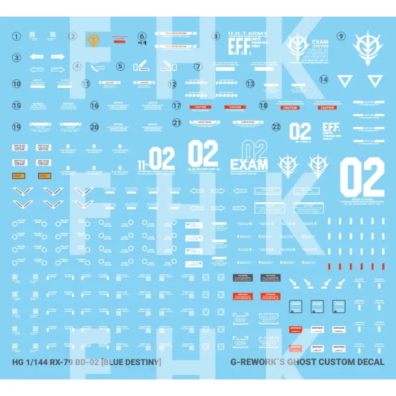 G-Rework Cd-H208 Premium Decal For Hg Rx-79 Bd-02 Blue Destiny 1