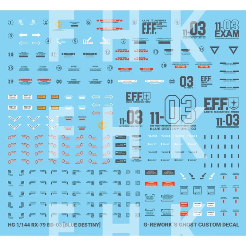 G-Rework Cd-H209 Premium Decal For Hg Rx-79 Bd-03 Blue Destiny 1