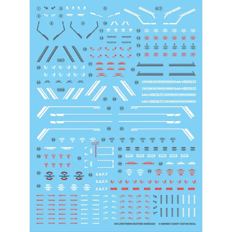 G-Rework Cd-H253 Premium Decal For Hg Seed Lighting Buster Gundam 1