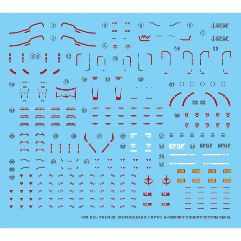 G-Rework Cd-H255 Premium Decal For Hg Rfv Rx-78Ge Gundam Ex 1