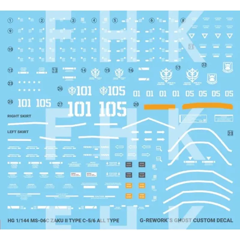 G-Rework Cd-Ho-25 Premium Decal For Hg Origin Ms-06C Jakuii 1