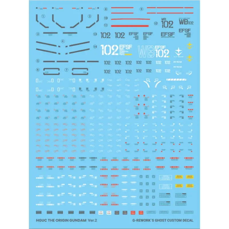G-Rework Cd-Ho26 Premium Decal For Hg Origin Gundam (Decal V2.0) 1