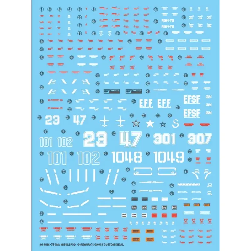 G-Rework Cd-Ho27 Premium Decal For Hg Rgm-79 Gm Missile Pod 1