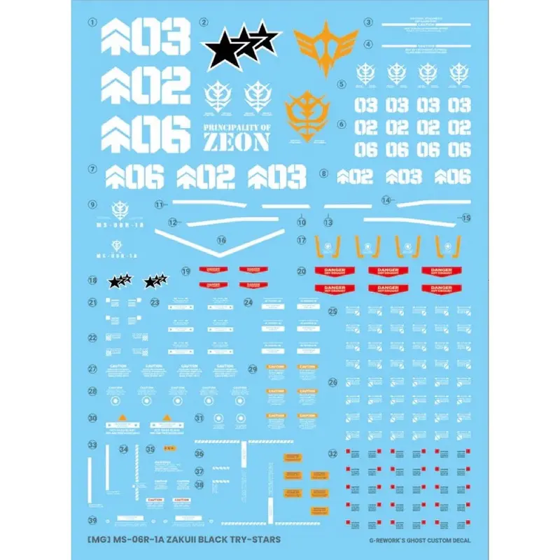 G-Rework Cd-M103 Premium Decal For Mg Black Try Stars Jaku 2.0 1