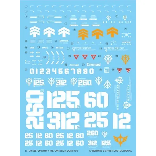 G-Rework Cd-M219-20 Premium Decal For Mg Dom 1.5/ Rick Dom 1.5 2