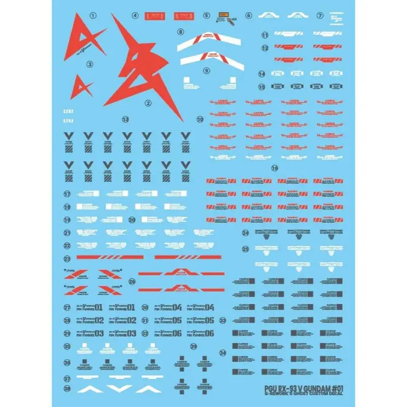 G-Rework Cd-P20 Premium Decal For Pg Unleashed Nu Gundam 1