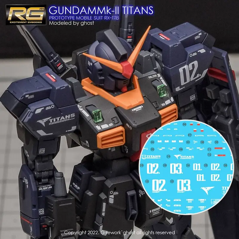 G-Rework Cd-Rg07 Premium Decal For Rg Rx-178 Mk-Ii Gundam Titans 1