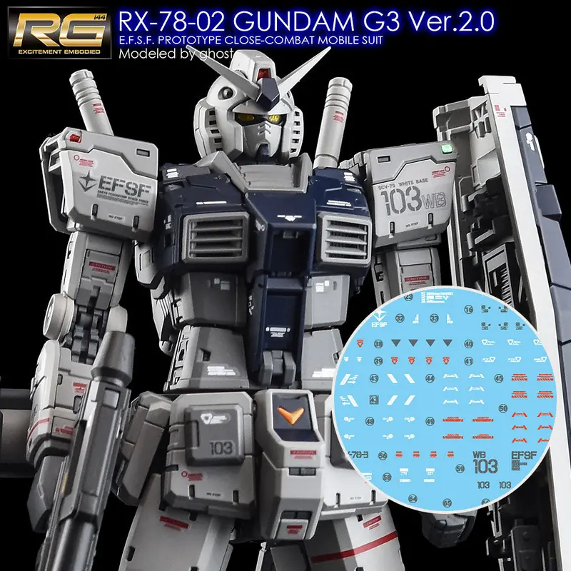G-Rework Cd-Rg40-G3 Premium Decal For Rg Rx-78-2 Gundam G3 Ver.2.0 1