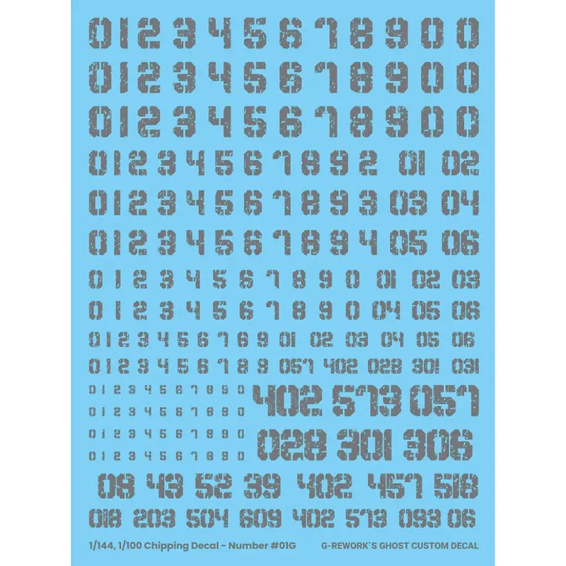 G-Rework Cp-N-01-G Premium Decal For Chipping Decal Number 01 Gray 1