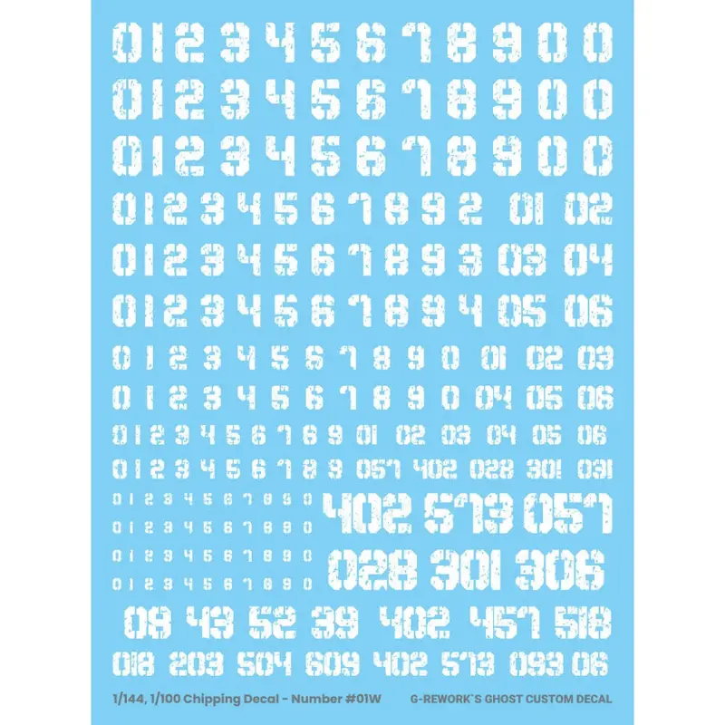 G-Rework Cp-N-01-W Premium Decal For Chipping Decal Number 01 White 1