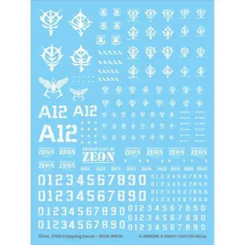 G-Rework Cp-Z-01-W Premium Decal For Chipping Decal Zeon 01 White 1